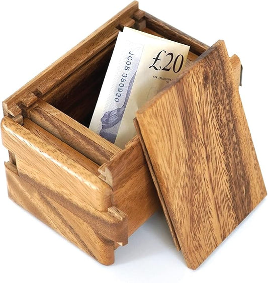 BSIRI Magic Sliding Box- Secret Box Brain Teaser Wooden Puzzle Boxes with Hidden Compartments. Ideal Mystery Jewelry, 3D Puzzle Lock Box, Gift Card, and Money Puzzle Box