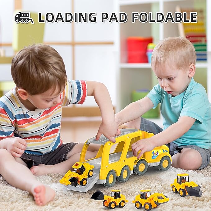 Veslier Construction Truck Toys for Boys Girls Age 1 2 3 4 5 6 Years Old,Carrier Transport Trucks for Kids 1-3 3-5 Year Old,Christmas Birthday Gift Toddler Toys.