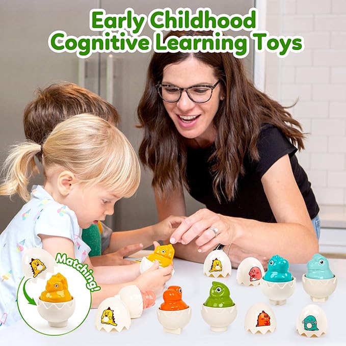 Dinosaur Toys,Egg Toy for Toddlers 1-3,Montessori Sensory Early Educational Learning Shape Matching & Sorting Games Fine Motor Toys Gifts for 2 Year Old Boys Girls