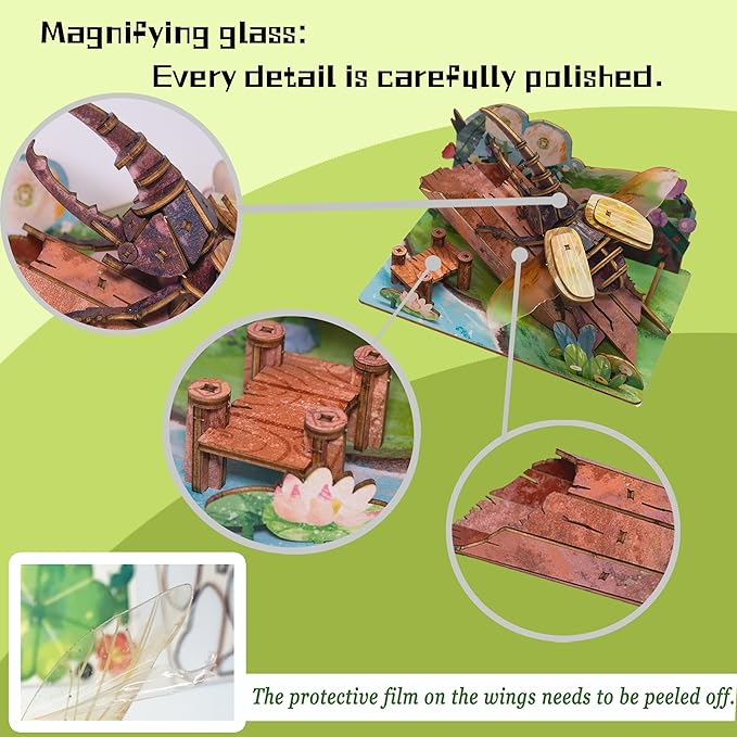 3D Wooden Puzzle for Adults, Teens and Kids - Contnovin 3D Dynastes Puzzle,73 Pieces DIY Model Building Kit, Creative Craft Decor, Relaxing Desktop Ornament, Unique Gift for Birthday and Christmas