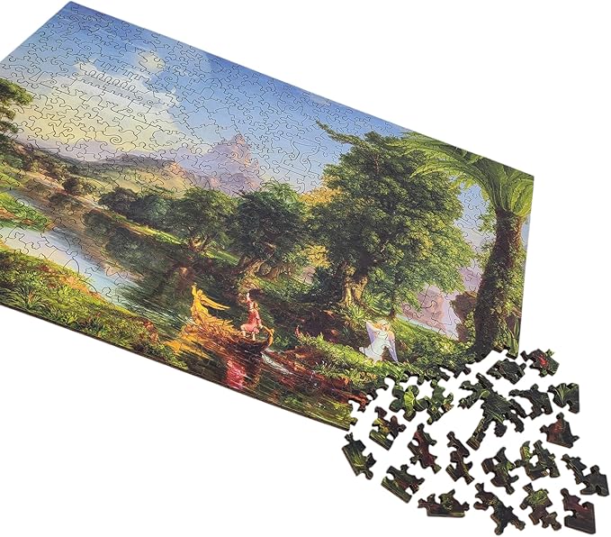 Wooden Puzzle for Adults - Uniquely Shaped Pieces - Made in The USA by FoxSmartBox - 444 Pieces - The Voyage of Life. Youth