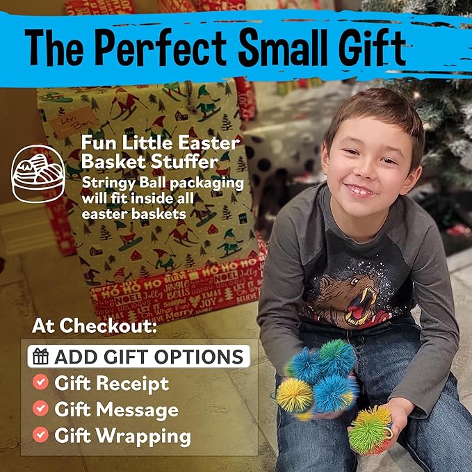 Stringy Balls & Sensory Toys for Kids 20 Pack - Stocking Stuffers For Kids Ages 4 5 6 7 8 9 Year Old Gift Ideas - Best Birthday Toddler Gifts for Boys & Girls - Monkey Pom Balls Fidget Toys Party Pack