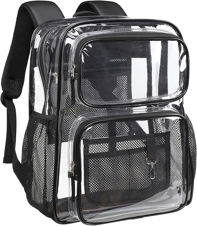 PACKISM Clear Backpack for School - 17 inch Large Heavy Duty Clear Bookbag, See Through PVC Backpacks (for age 12 above)