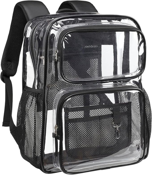 PACKISM Clear Backpack for School - 17 inch Large Heavy Duty Clear Bookbag, See Through PVC Backpacks (for age 12 above)
