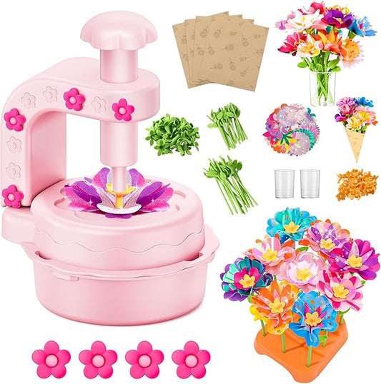 Fabric Flower Bouquets Toys,DIY Craft Kits for Kids,Arts and Crafts Toy for 3+ Year Old Girls,Flowers Market Toy,Build Your Flower Bouquet,Educational Preschool Learning Toys for Birthday,Christmas