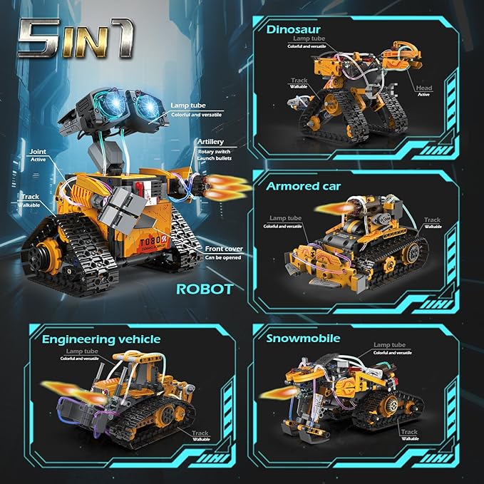 5-in-1 Technic Robot Building Kit for Kids – 673 PCS App & Remote Controlled Wall Robot Toy Set, Programmable STEM Construction Toy, Birthday Gift for Boys and Girls Ages 6-12+