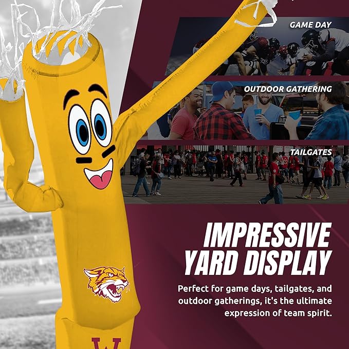 NCAA Bethune Cookman Wildcats Football Wacky Waving Inflatable Tube Guy with LED Lights & Built-in Blower - 6" x 36" x 96" Inflatable Tube Man Crazy Sports Fan Outdoor Party Decoration