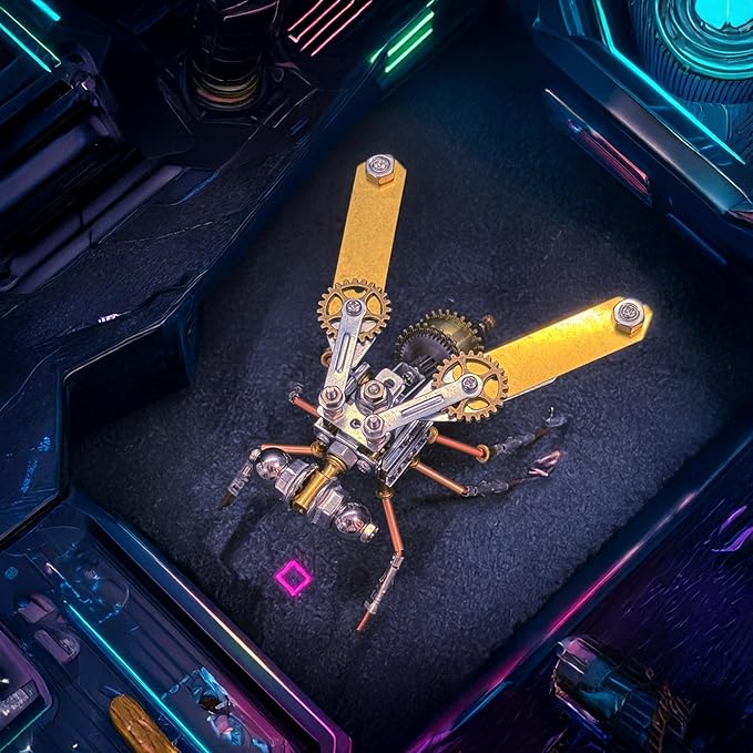 Steampunk Metal Insect Bug Mechanical Steampunk Sculpture Steampunk Mechanical Insect Clockwork 3D Steampunk Metal Puzzle Kits for Adults (Mechanical Fly A)