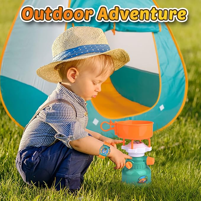 FUN LITTLE TOYS Pop Up Play Tent with Camping Gear and Tools Set, Outdoor Toys for Kids