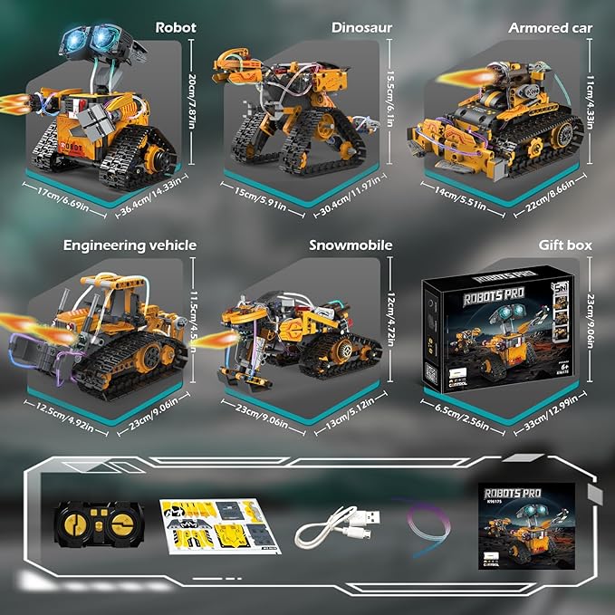 5-in-1 Technic Robot Building Kit for Kids – 673 PCS App & Remote Controlled Wall Robot Toy Set, Programmable STEM Construction Toy, Birthday Gift for Boys and Girls Ages 6-12+