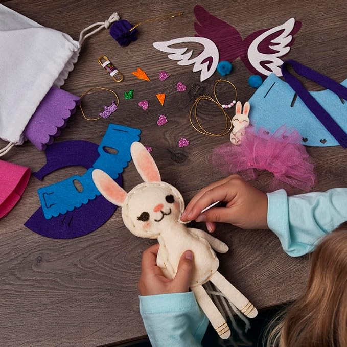 Craft-tastic – Make a Bunny Friend Craft Kit – Learn to Make 1 Easy-to-Sew Stuffie with Clothes & Accessories