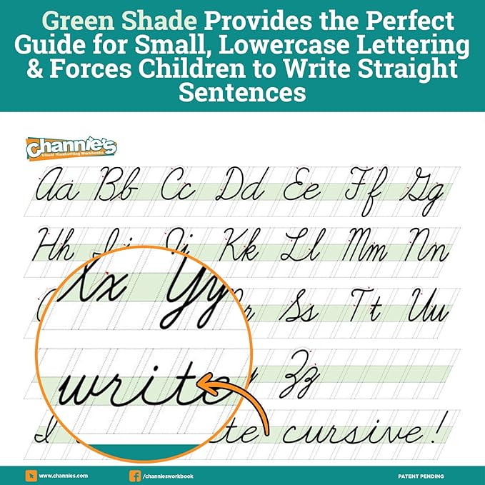 Channie’s Quick & Neat Cursive Handwriting Pad, 80 Pages Front & Back, 40 Sheets, Grades 1st – 3rd, Size 8.5” x 11”