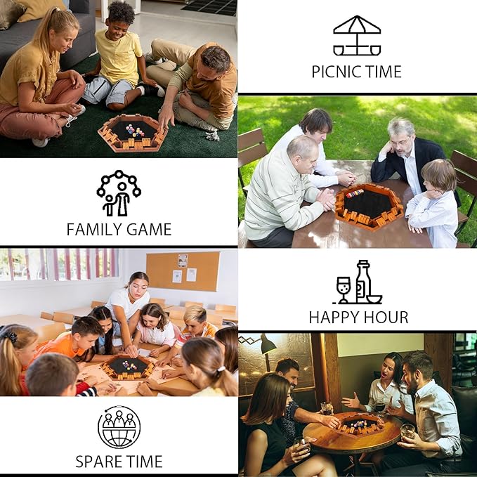 Upgraded 1-6 Players Shut The Box Dice Game, Wooden Board Table Family Game for Kids and Adults with 16 Dice, Classic Tabletop Math Game for Pub Classroom Party, Gift for Christmas Birthday