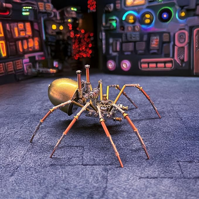 Metal Insect Bug Mechanical Steampunk Sculpture Insect Clockwork 3D Steampunk Metal Puzzle Kits for Adults (Mechanical Spider E)