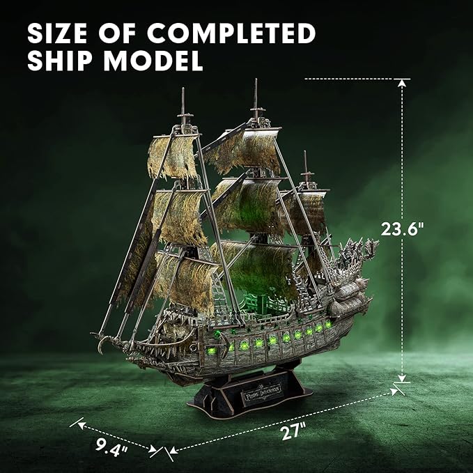CubicFun 3D Puzzles for Adults - LED Flying Dutchman 3D Puzzle, 360-pieces - Desk Decor for Home Office - Christmas Aduls Teacher Gifts Stocking Stuffers