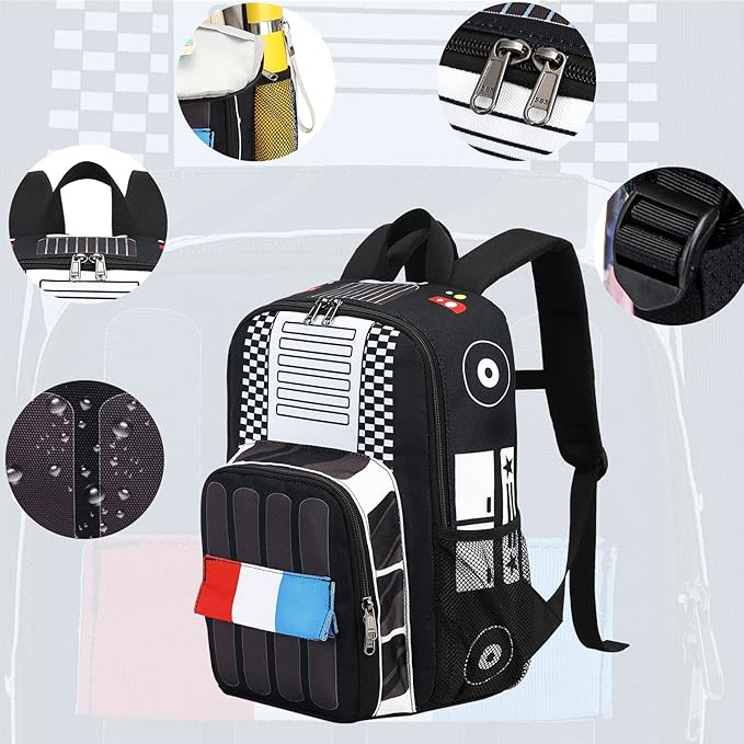 Kids School Backpack with Lunch Box for Boy Kindergarten BookBag School Bag Preschool Kindergarten Toddler Backpack (Police Car)