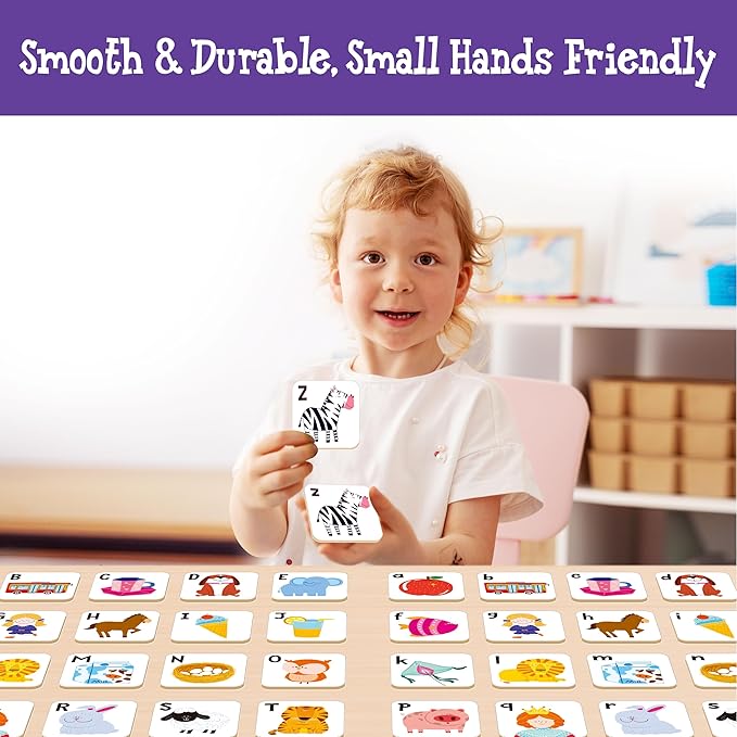 52 PCS Alphabet Memory Game, 26 Pairs Uppercase & Lowercase Letters Matching Game, Educational Early Learning Toy for Toddlers, Kindergarten, Kids 3+