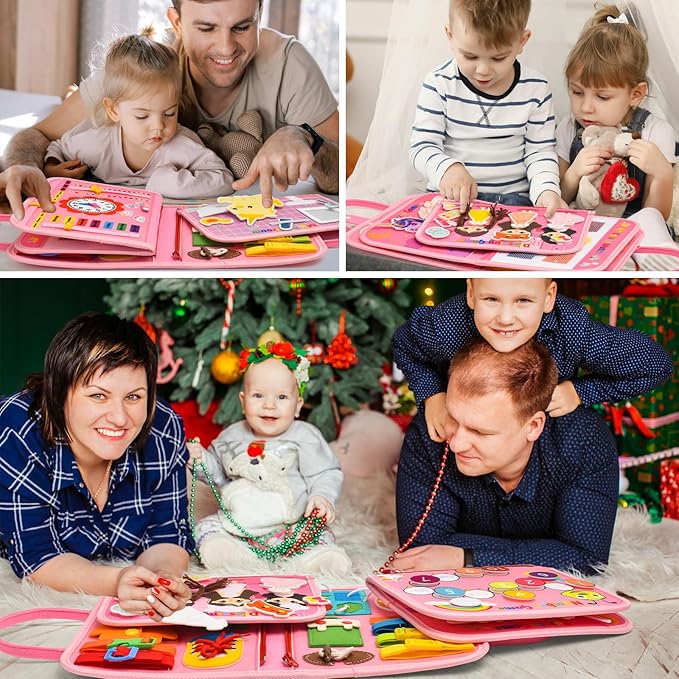 Busy Book for Toddlers 1-3, Montessori Toys Busy Board for 1 2 3 4 Year Old Girl Birthday Gift Educational Learning Quiet Activity Book Airplane Car Travel Toys for Tollders Kids 1-3