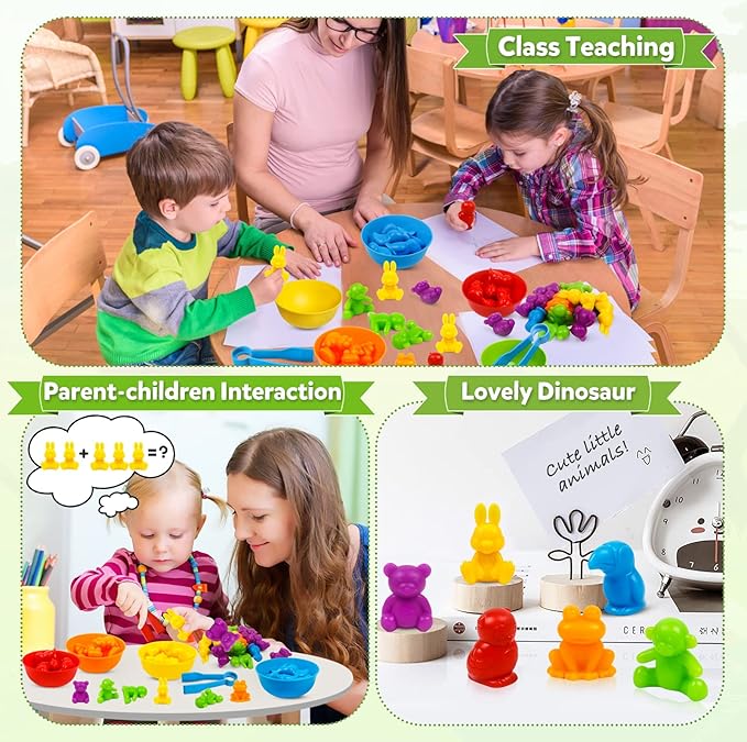 Counting Animal Matching Games Color Sorting Toys with Bowls Preschool Learning Activities for Math Educational Sensory Training Montessori STEM Toy Sets Gift for Toddlers Kids Boys Girls Ages 3 4 5 6