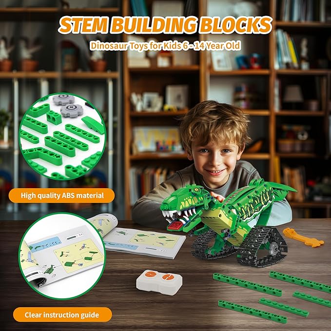 5 in 1 Dinosaur Toy for 6-12 Years Old Kids Boys, Robot Dino Building Set with APP & 2.4GHz Remote Control Science Programmable Building Block Dinosaur Kit, Birthday Gifts for Age 6 7 8 9 10 11 12