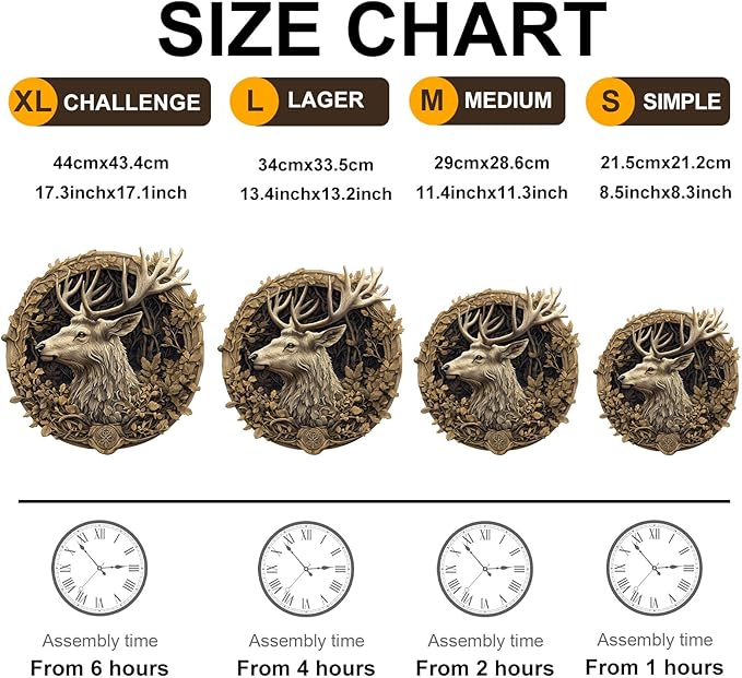 Wooden Puzzles for Adults, 3D Vision Effect Deer Wooden Jigsaw Puzzles Unique Shape Advanced Wood Puzzle Adult, Flat Puzzle Fathers Birthday Family Game (13.4 * 13.2in 295pcs)