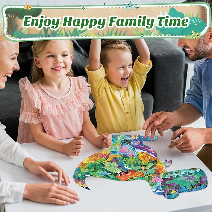 Dinosaur Puzzles for Kids Ages 6-8 Years Old 295 Piece Jigsaw Puzzles Unique Animal Shape Floor Puzzle Ages 8-10 Learning Educational Toys Birthday Gift for Boys Girls Ages 10-12