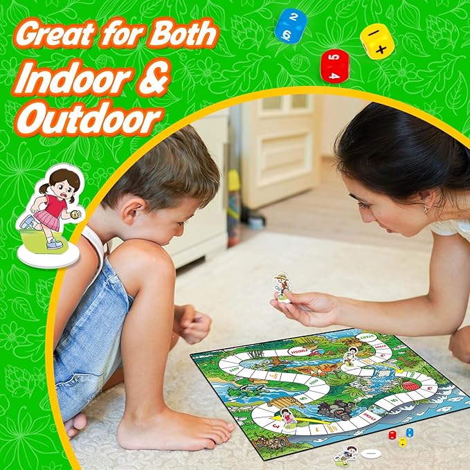 Aizweb Math Board Games for Kids,Addition & Subtraction Game,Educational Learning Board Games for 1st Grade for Boys and Girls Ages 5 6 7 8,Travel Indoor Outdoor Classroom Dice Family Games