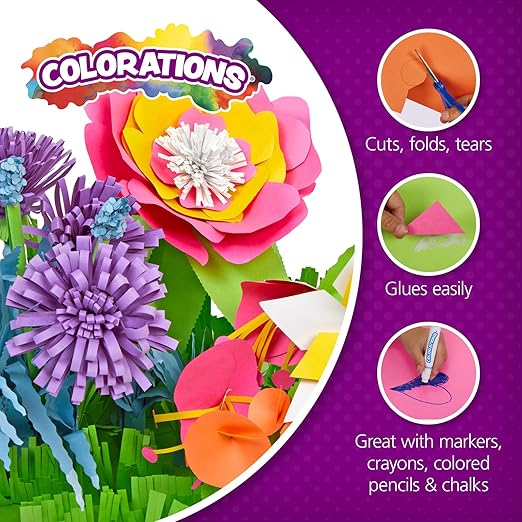 Colorations Construction Paper for Kids - 7 Colors - 3600 Bulk Sheets of 9X12 - Assorted Pack of Heavy-Duty Craft Paper