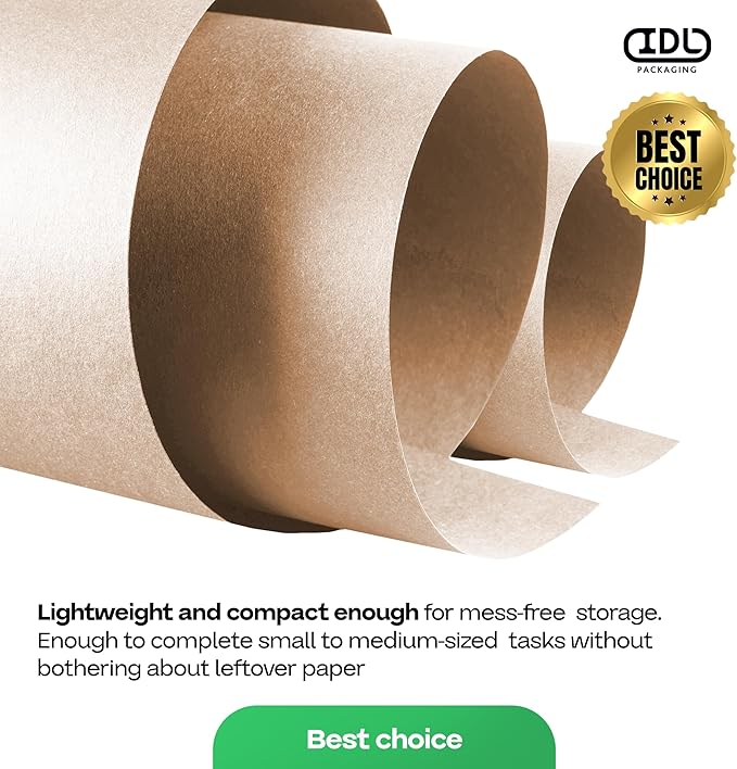 Brown Paper Roll 24" x 1200" (100 feet) - USA-Made Thick Kraft Paper Roll 50lb Thickness for Packing, Moving, Shipping & Crafts/Arts - 100% Recycled Natural Craft Wrapping Material by IDL Packaging