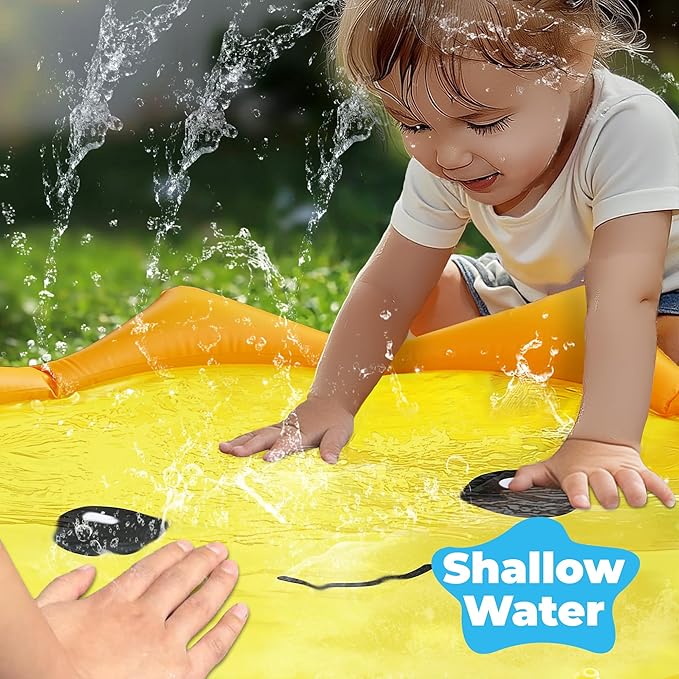 Pool Wave Splash Pads for Toddlers 1-3, Kids Water Sprinkler, Baby Fun Outdoor Toys, 67" Inflatable Dog Pool, Kiddie Outside Backyard Games, Summer Gift for 2-4 3-5 4-8 Years Old Boys Girls Childrden