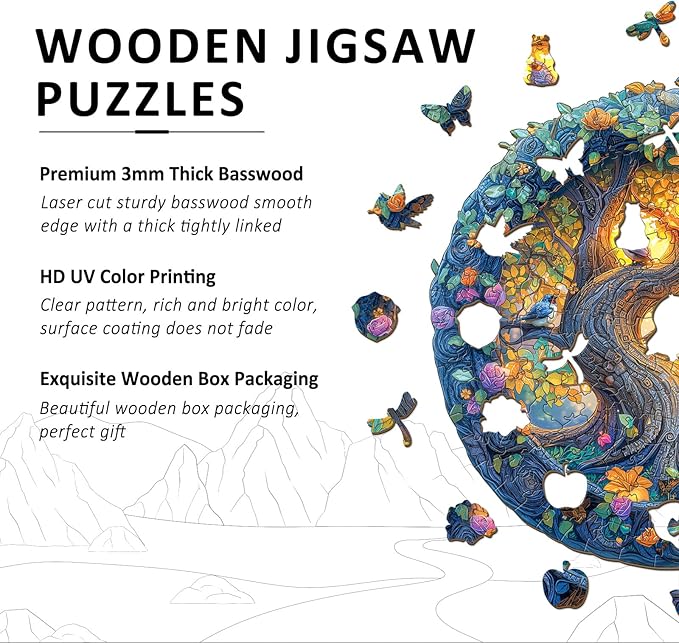 Wooden Puzzles for Adults - 200 Pieces Jungle Bird Wood Puzzle - Unique Shapes Wooden Jigsaw Puzzles for Adults - Eco-Friendly Home Office Decor (M-11.4 * 10.6in)
