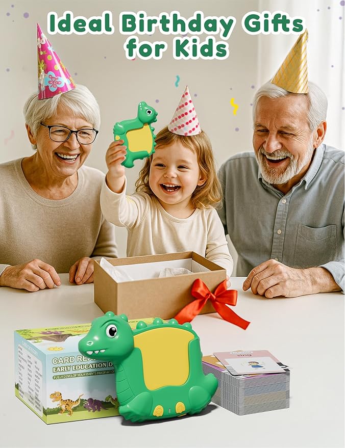 Talking Flash Cards for Toddlers with 510 Sight Words, Dinosaur Shaped Pocket Speech English Learning Toys Gifts for Boy Girl, Educational & Autism Toys for Speech Therapy