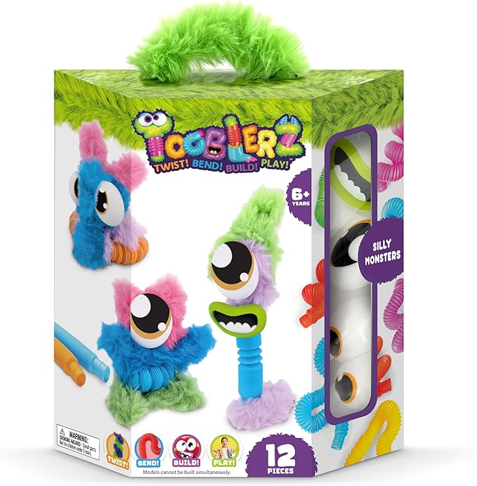 WeVeel TOOBLERZ Silly Monsterz Medium Set – 12-Piece Mix-and-Match Craft Kit for Kids – Includes Fuzzy Chenille Sticks, Fidget Tubes & Character Accessories – Creative Toy for Ages 6+