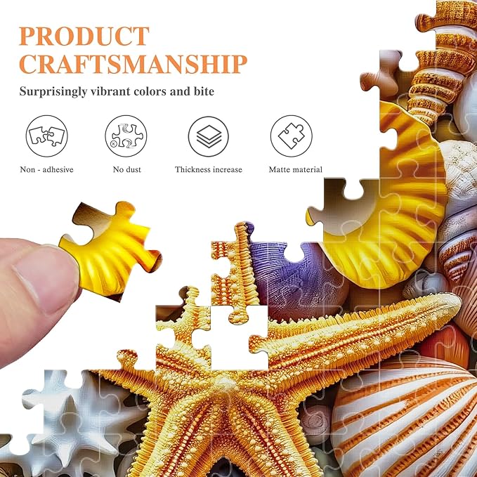 ALL4JIG Starfish Fun Jigsaw Puzzles for Adults and Kids, 500 Pieces, 19" x 14", Christmas Secret Santa Gift, White Elephant Gifts, Number Partitioned for Easy Solving