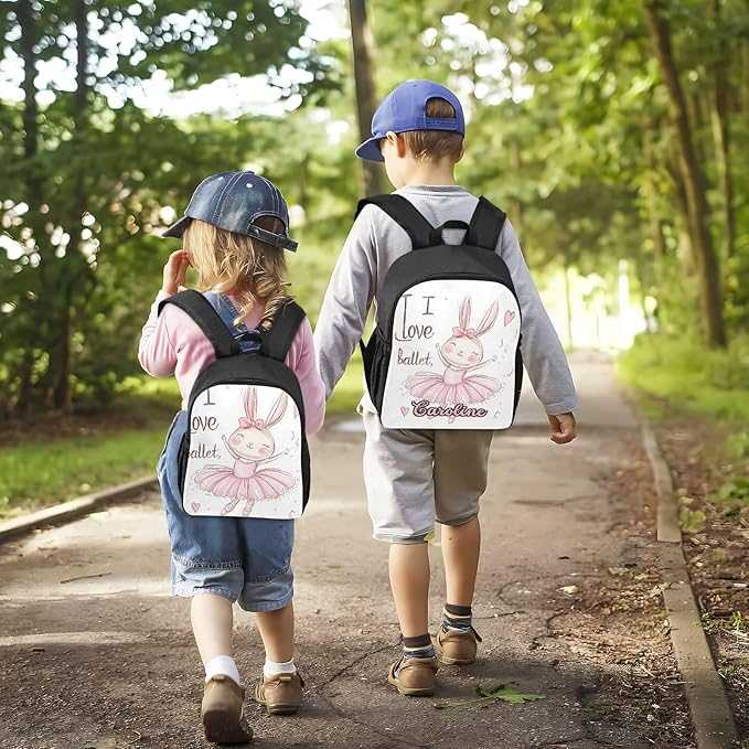 Ballet Bunny Heart Toddler Backpack for Boys Girls 3-6 Preschool Small Backpacks Kids Mini Kindergarten Bookbag for Elementary for Travel School
