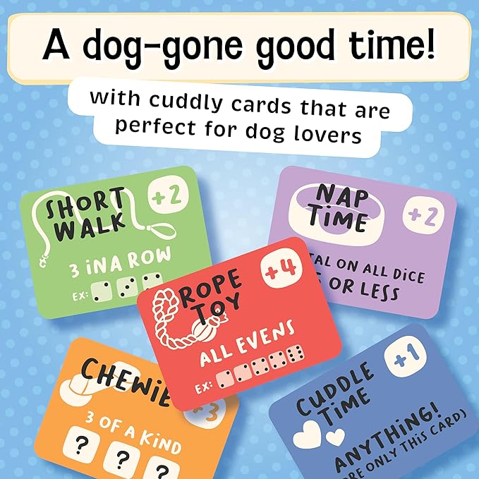 Lucky Dog Dice Game - Family Fun for Ages 8+ | Engaging Multi-Mode Play for 1-4 Players | Dog-Themed Strategy & Laughter | Kids & Adults