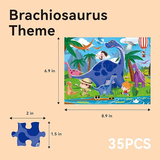 Dotimo 4-Pack Dinosaur Puzzles for Kids Ages 3-5, Progressive Learning Puzzles with Storage Box – 24/30/35/48 Piece Educational Games for Toddlers, Family Activities & Gifts