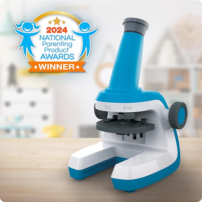 National Geographic Microscope for Kids - Science Kit with an Easy-to-Use Kids Microscope, Up to 400x Zoom, Blank and Prepared Slides, Gifts for 6 7 8 9 & 10, STEM Project Toy (Amazon Exclusive)