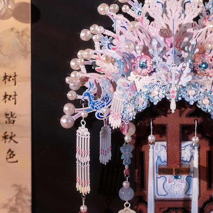 MU 3D Metal Puzzle Beijing Opera Crown Fridge Magnet Models Kits Building 3D Wooden Puzzles, DIY Refrigerator Magnet Craft Work Miniature Building, Birthday Gifts Home Office Room Decor