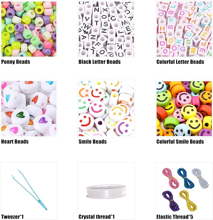 LIS HEGENSA Pony Beads Bulk,Kandi Beads for Necklace Jewelry Making Hair Braiding,Bracelets Making Kits,Hair Bead,Bracelet Beads,Plastic Beads for Crafts Braids Girls(24 Color,1000PCS)
