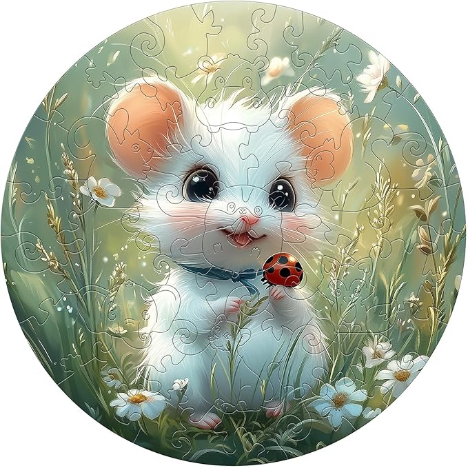 Wooden Puzzles for Kids Ages 4-6 - Woodland Mouse 50 Pieces Children Puzzles - Large Pieces Kids Puzzle with Unique Shapes - Educational Puzzles Toys for Boys and Girls (11.4 * 11.4 in)