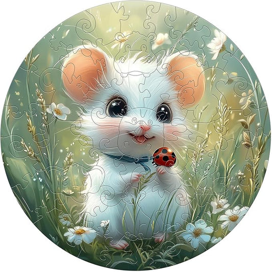 Wooden Puzzles for Kids Ages 4-6 - Woodland Mouse 50 Pieces Children Puzzles - Large Pieces Kids Puzzle with Unique Shapes - Educational Puzzles Toys for Boys and Girls (11.4 * 11.4 in)