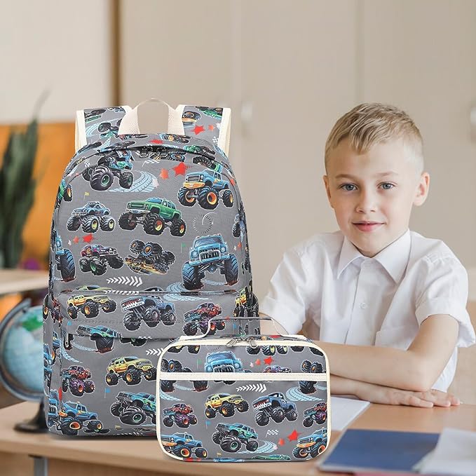 LEDAOU Kids School Backpack with Lunch Box for Boys Girls Kindergarten BookBag School Bag Preschool Toddler Backpack