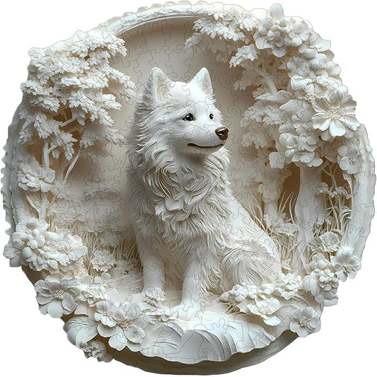 Wooden Puzzles for Adults, Wooden Jigsaw Puzzles for Adults Kids, 3D Paper Samoyed Unique Shaped Wood Puzzles Adult, Birthday Gifts for Friends Family Game, Home Decor(13.4 * 13.3in 295pcs)