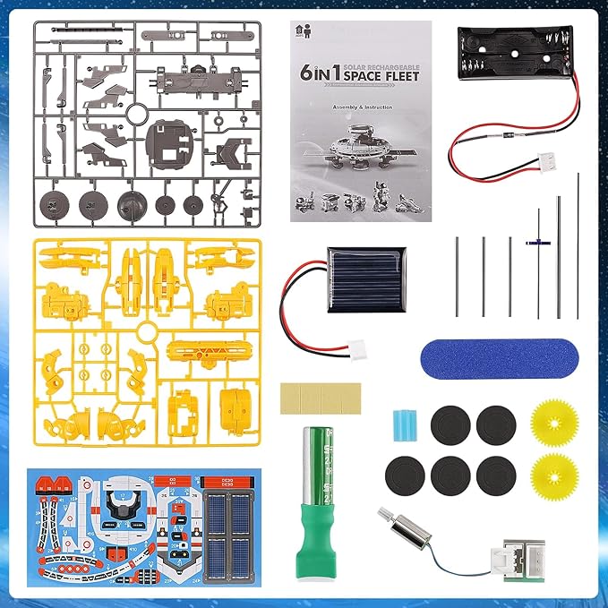 STEM Projects for Kids Ages 8-12 Solar Robot Kit 6-in-1 Space Toys for 10-Year-Old Boy Girl Gift Toys Science Kits Christmas Birthday Gifts for 8 9 10 11 12 Year Old, Yellow