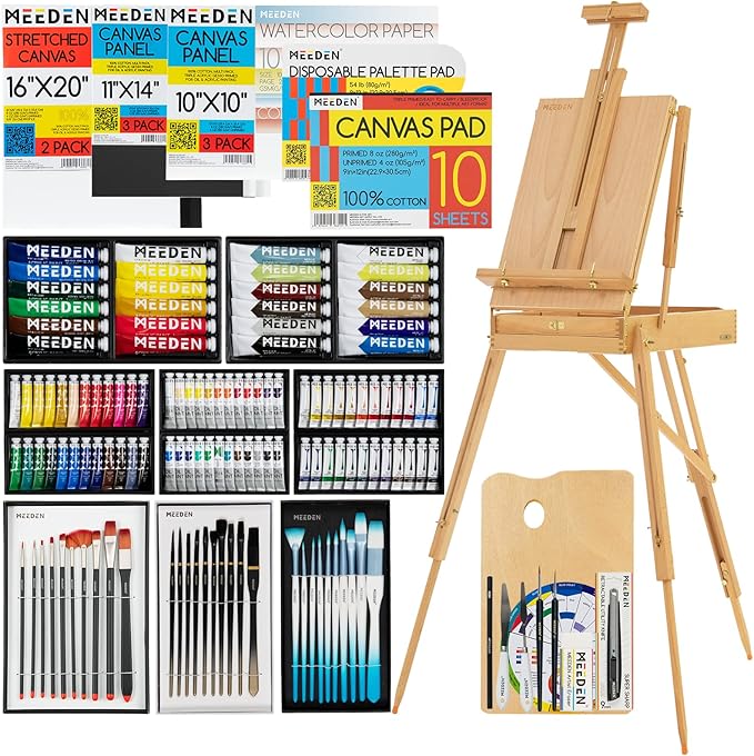 MEEDEN 149PCS Art Supplies with French Easel, All-in-one Painting Set for Artists Beginners