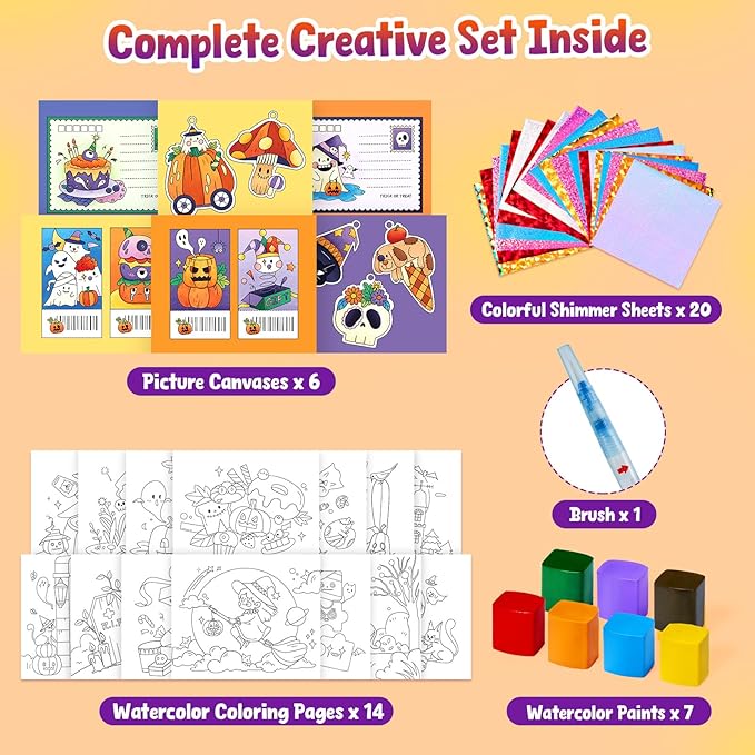 JoyCat Paint with Water Coloring Books, Art & Craft Activity, No Mess Art for Kids Ages 4-8, Craft Kits & Supplies, DIY Creative Activity, Presents for Girls & Boys (Halloween)