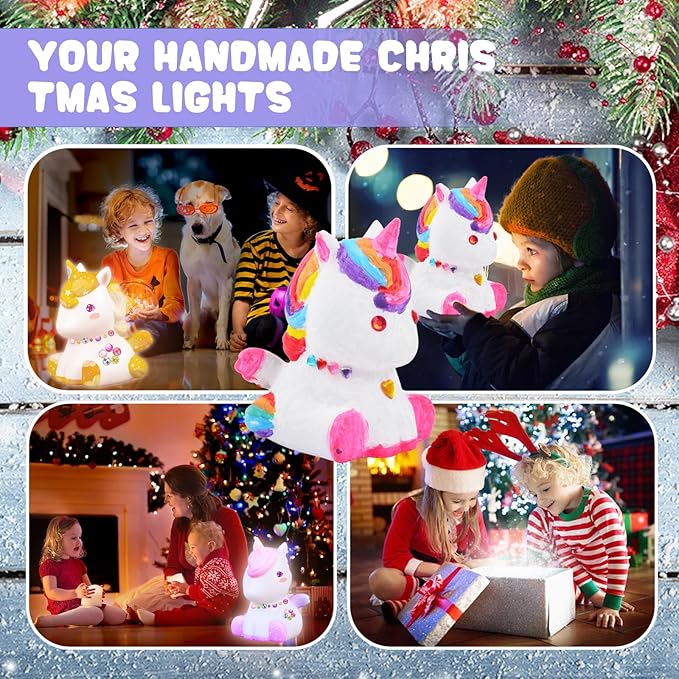 Paint Your Own Unicorn Lamp Kit, Art Supplies Arts and Crafts for Kids Ages 8-12,Girls 8-12,Night Light Kids Crafts Ages 4-8,Birthday Gifts.