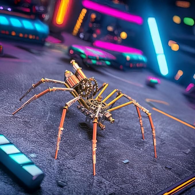 Steampunk Metal Insect Bug Mechanical Sculpture Insect Clockwork 3D Steampunk Metal Puzzle Kits for Adults (Mechanical Spider C)