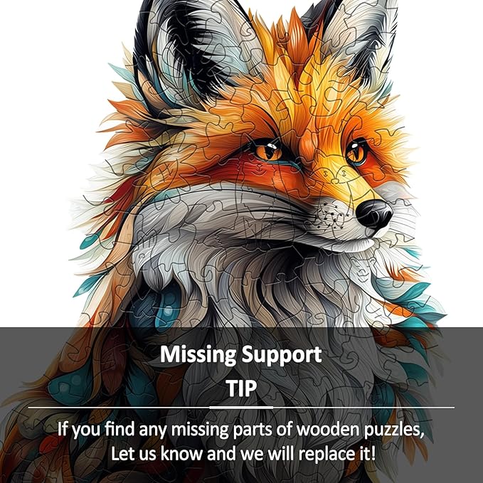 Wooden Puzzles for Adults - Artistic Fox Wood Puzzles Adult - Unique Animal Shape Wooden Jigsaw Puzzles for Adults - Birthday Gifts for Puzzle Lovers, Family (8.4 * 6.6in)
